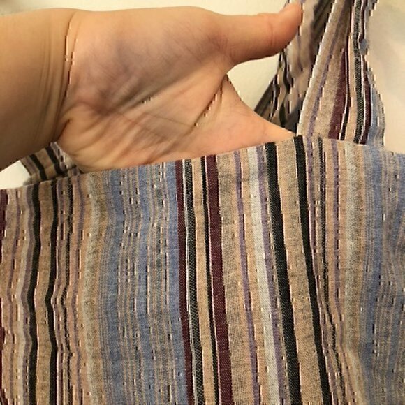 ALTAR'D STATE Ellery Top Blue Peach Multi Striped Tie Strap Peplum Tank Blouse S - Picture 7 of 12